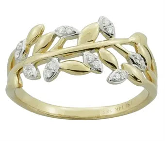 Blomsterring, 14 kt guld, isat 16 diamanter