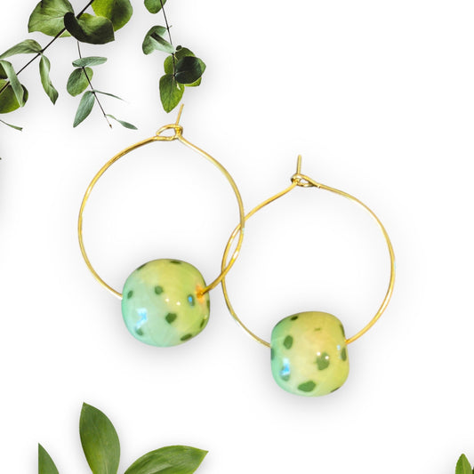 Unika øreringe - green dots