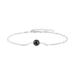 Sølv armbånd rhodineret med sort cubic zirconia i ring.