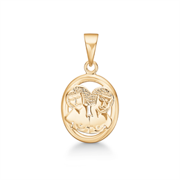 8 kt. guld vedhæng stjernetegn tvilling. Mål: 13 x 12,5 mm.