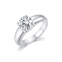 Sølv ring rhodineret rund  cubic zirconia i 4 grabber. Mål 8 mm.