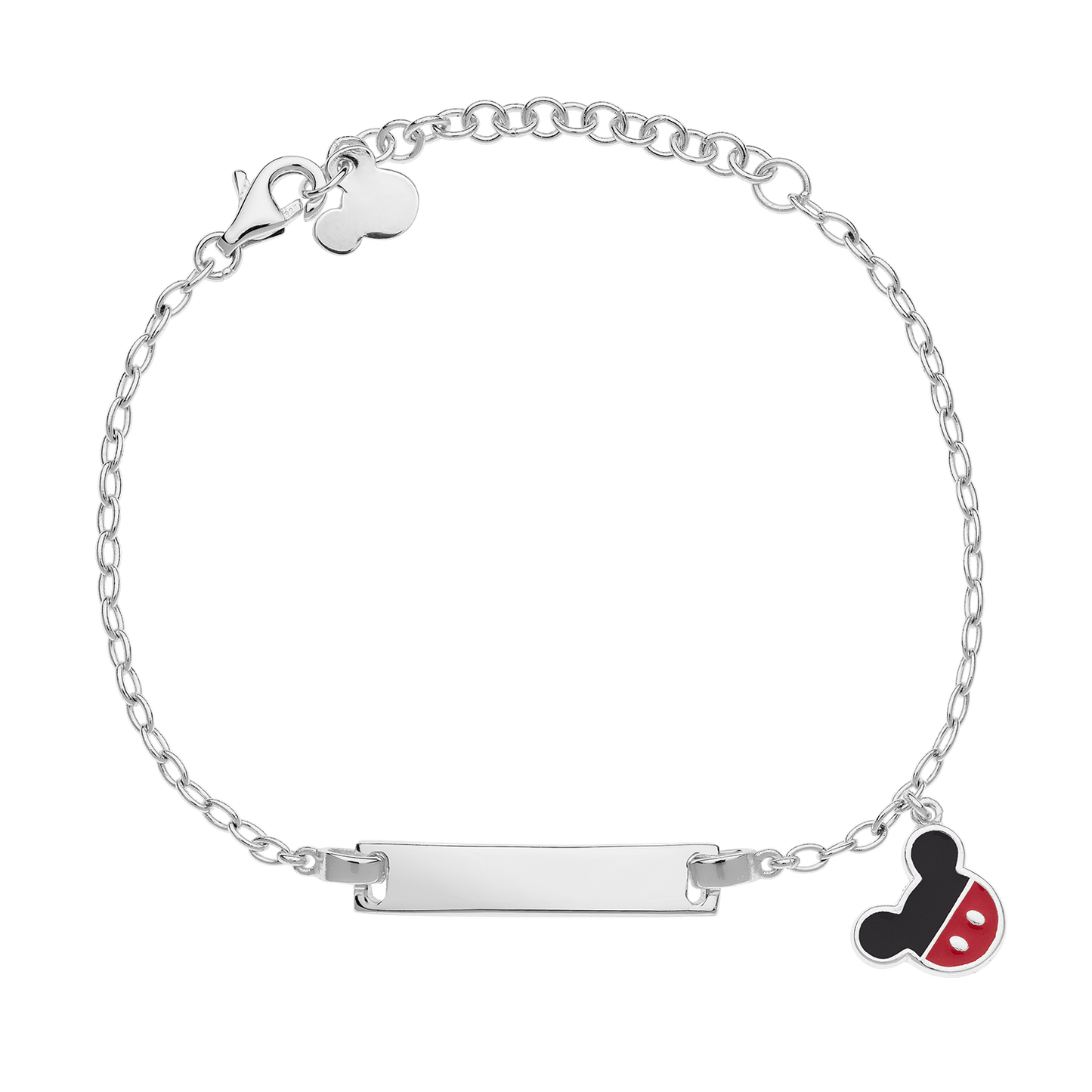 Sølv armbånd Mickey Mouse med ID- plade.