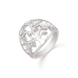 Sølv ring rhodineret livets træ med cubic zirconia.