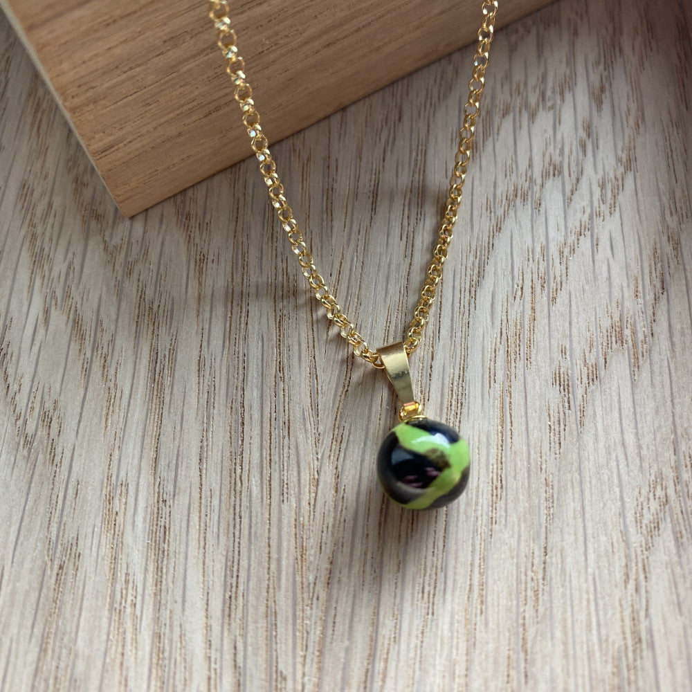 Vedhæng forgyldt sølv - Clear green