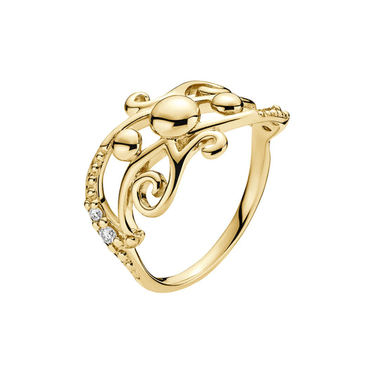 8 kt. guldring med diamanter 4x0,0225CT W.SI. ( nedsat 40 % )
