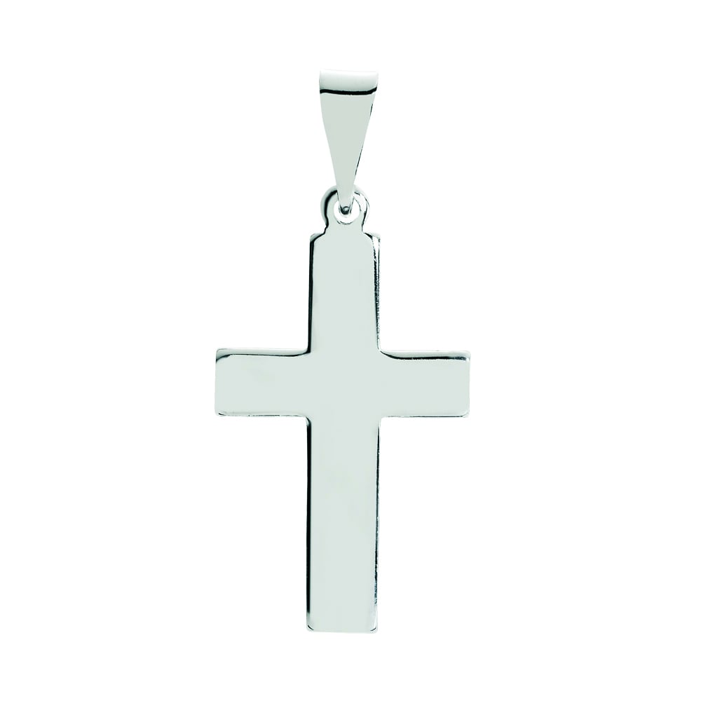 Sølvvedhæng kors bredt glat 25 x16 mm