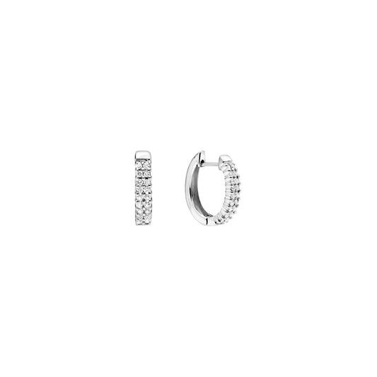 14 kt. creol hvidguld med diamant 0,34ct. TC.SI2 Oval diameter