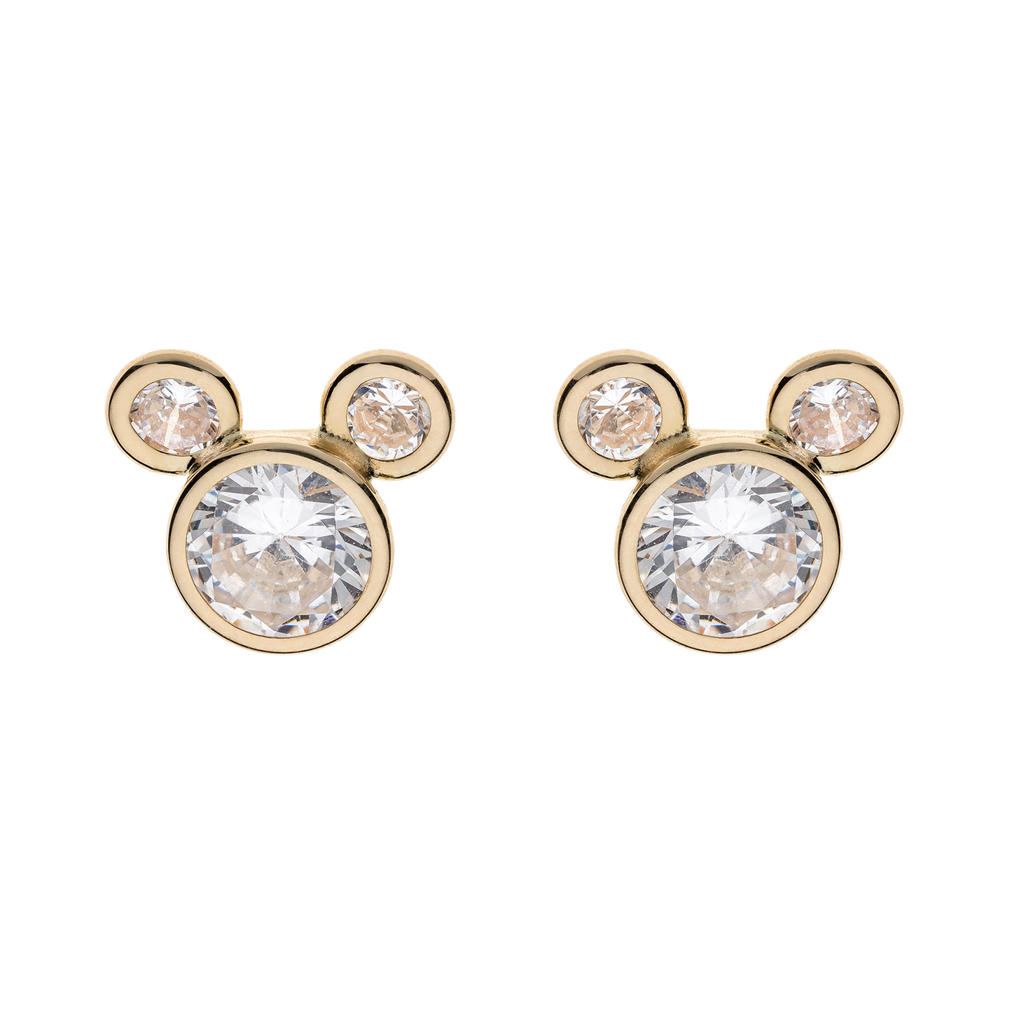 9 kt. guld ørestikker Mickey Mouse med syntetisk cubic zirconia.