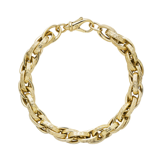 9 kt. guld armbånd snoet rustik 19 cm