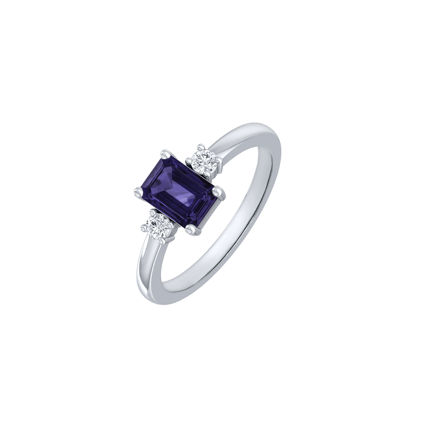 14 kt hvidguld, rosetring med tanzanit og diamanter.