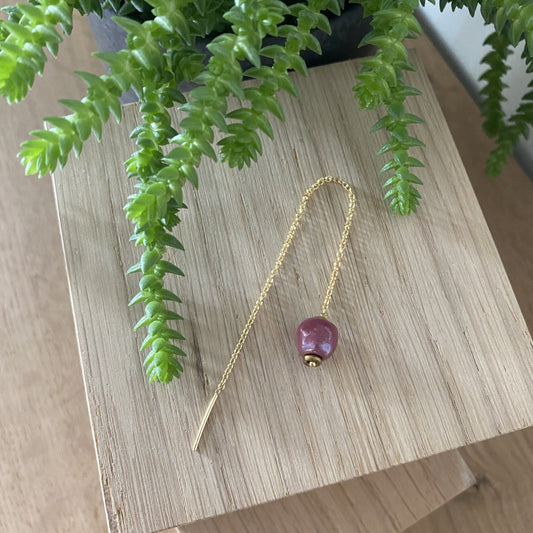 Pure ørelænke forgyldt sølv - Pink ( 1 stk. )