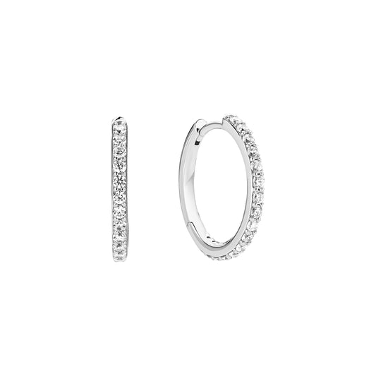Sølv creol med zirkonia diameter 20mm