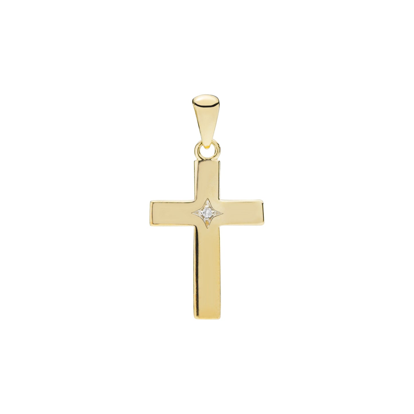 9 kt. guldvedhæng kors 16x11mm med diamant 0,005ct W.Si