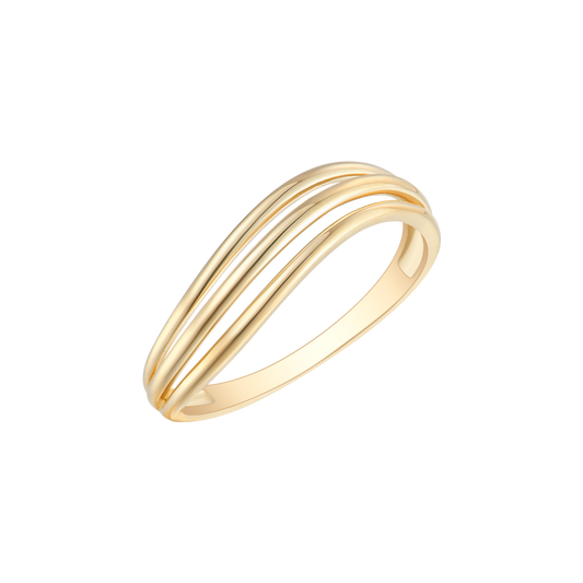 14 kt. guld ring 3 buet streger.