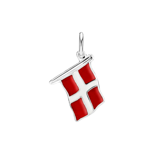 Sølvvedhæng, Dansk flag med rød og hvid emalje 925