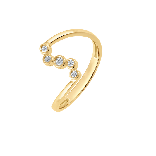 14 kt guldring, zig - med diamanter