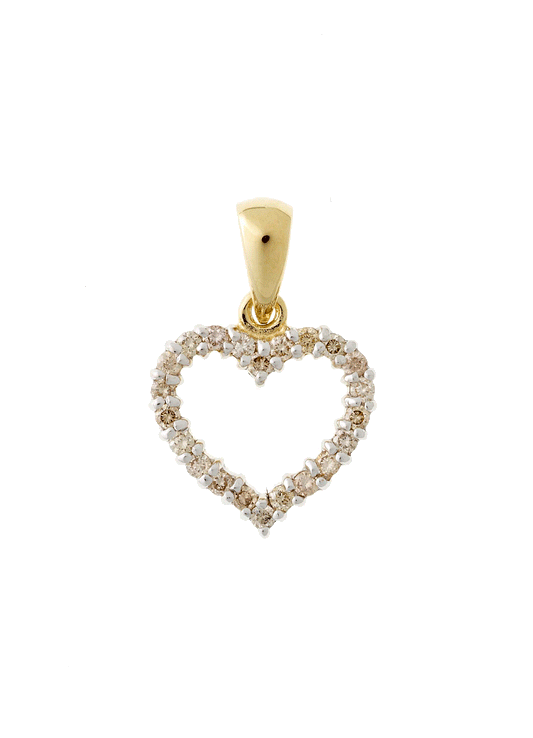 14 kt. guldvedhæng, hjerte med diamanter 0,25ct,Top Cape.SI2