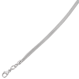 Sølv rhodineret halskæde 3 slangekæder - 50 cm.