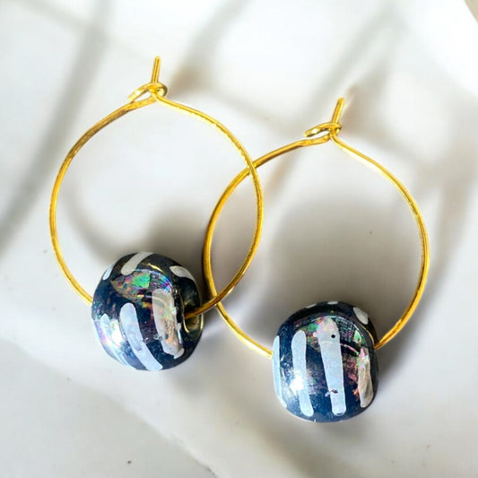 Unika øreringe - Classic blue stribes