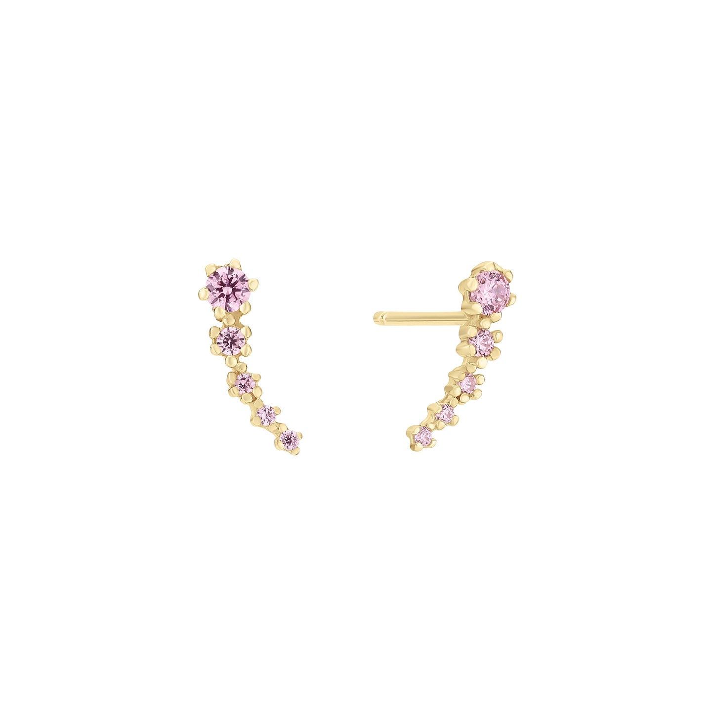 8 kt. guld ørestikker med pink zirkonia