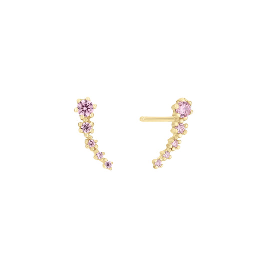 8 kt. guld ørestikker med pink zirkonia