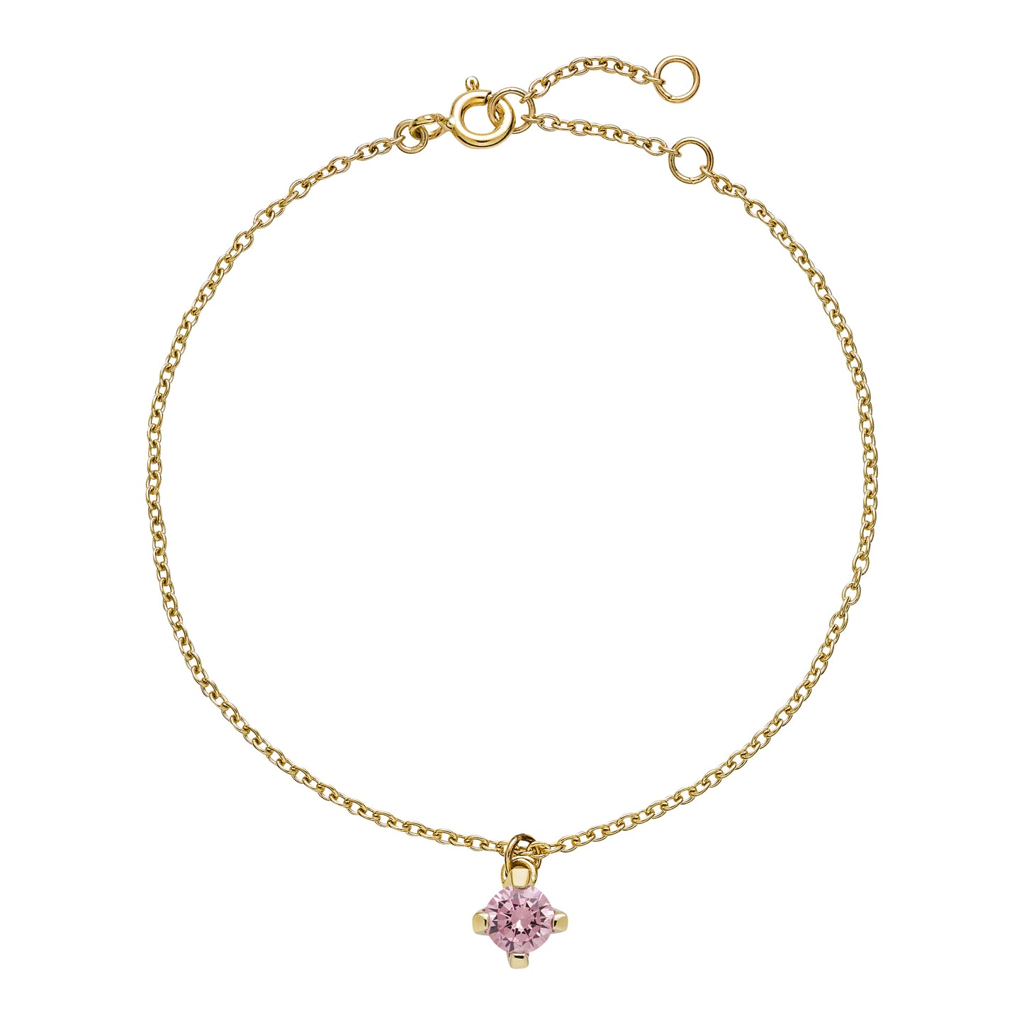 8 kt. guld armbånd med pink zirkonia 5 mm 16-17,5-19 cm