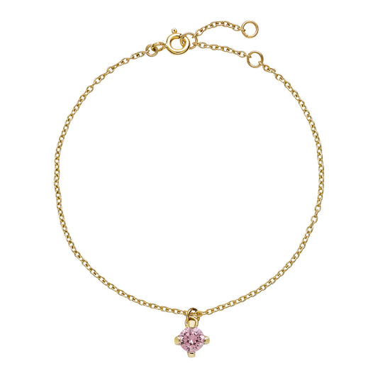 8 kt. guld armbånd med pink zirkonia 5 mm 16-17,5-19 cm