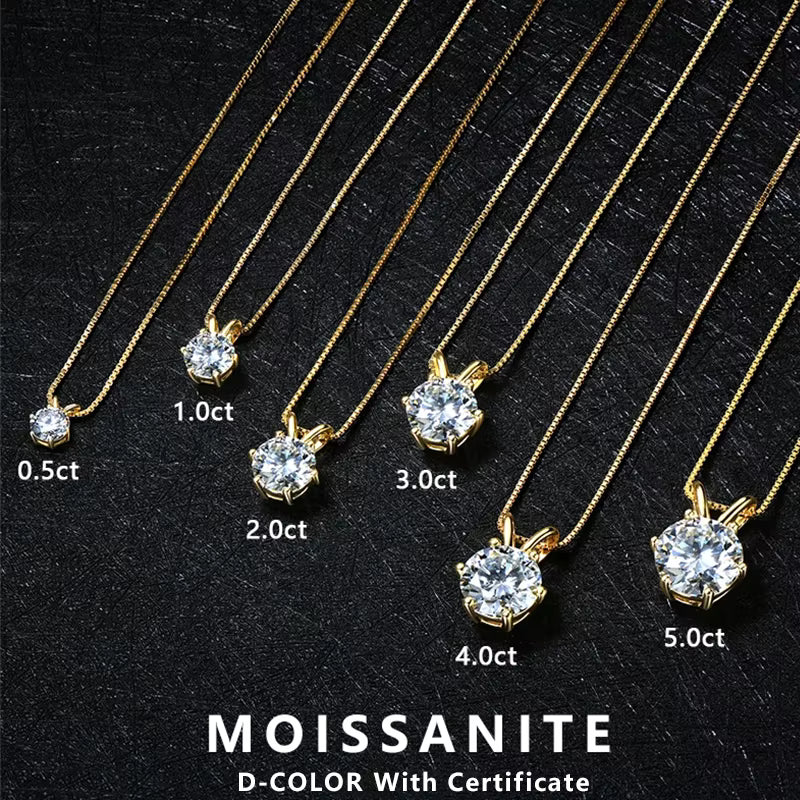 Labgrown Moissanite Pendant Necklace With Certificate -  925 Silver