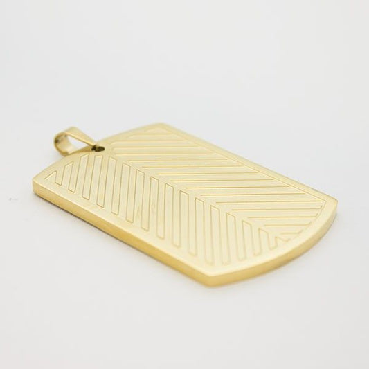 Plade “Dog tag”  i ægte ædelstål m. el. u. forgyldning, H 45 mm