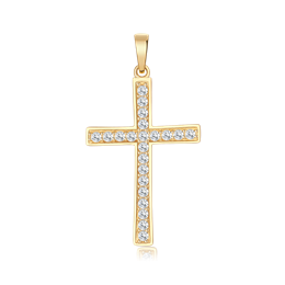 8 kt. guld vedhæng kors med cubic zirconia ned i.