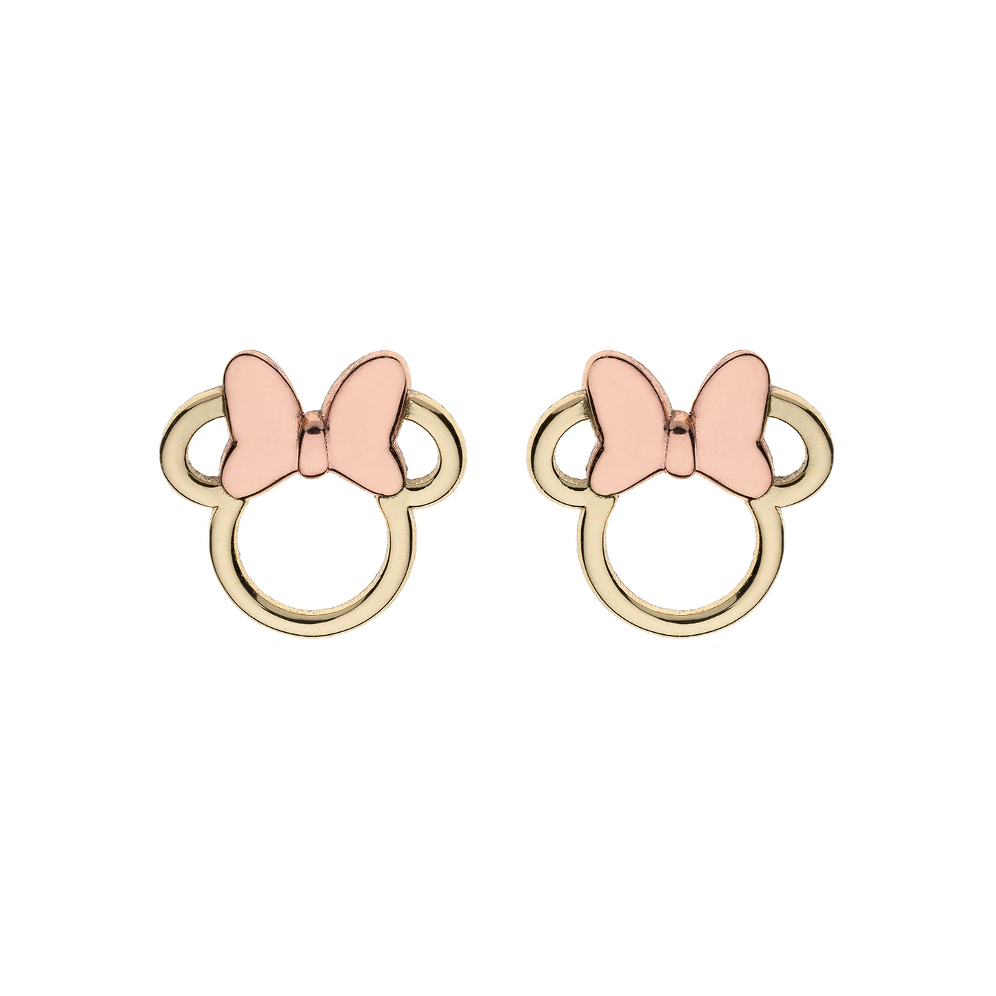 9 kt. guld ørestikker Minnie Mouse med rosa sløjfe.