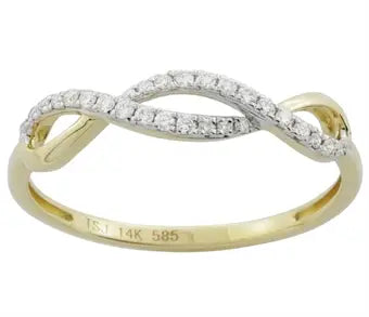 14 karat guldring med diamanter