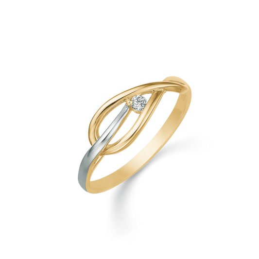 14 kt. guld ring blad med streg
