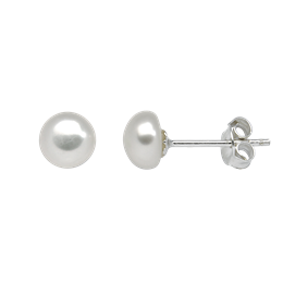 Sølv ørestikker med ferskvandsperle 6 mm.