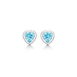 Sølv ørestikker hjerte med blå cubic zirconia.&nbsp;