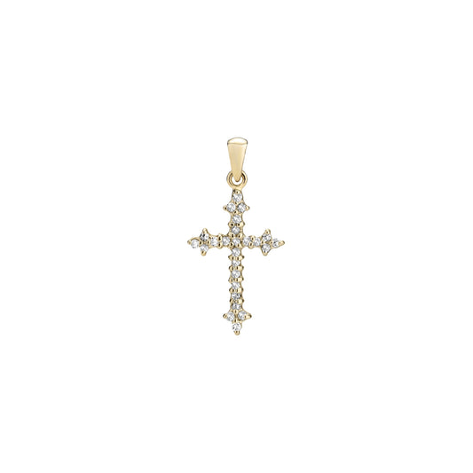 8 kt. guldvedhæng kors 16x10mm med diamanter 0,10 CT TC.P2