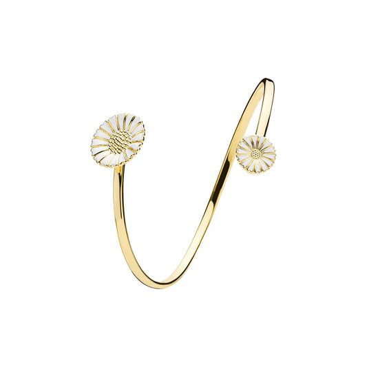 Marguerit armring, hvidemalje, 24 kt guldbelagt sølv.