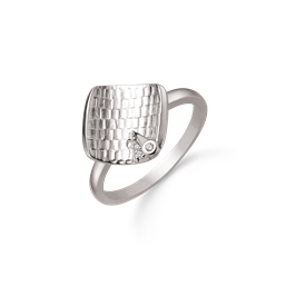 Sølv ring rhodineret buet firkant