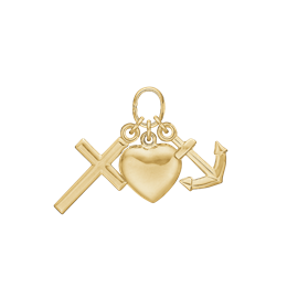 8 kt. guld vedhæng tro, håb og kærlighed. Mål: 9 x 14 mm.