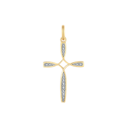 8 kt. guld vedhæng kors med cubic zirconia og hul i midten.