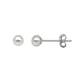 Sølv ørestikker med ferskvandsperle 4 mm.