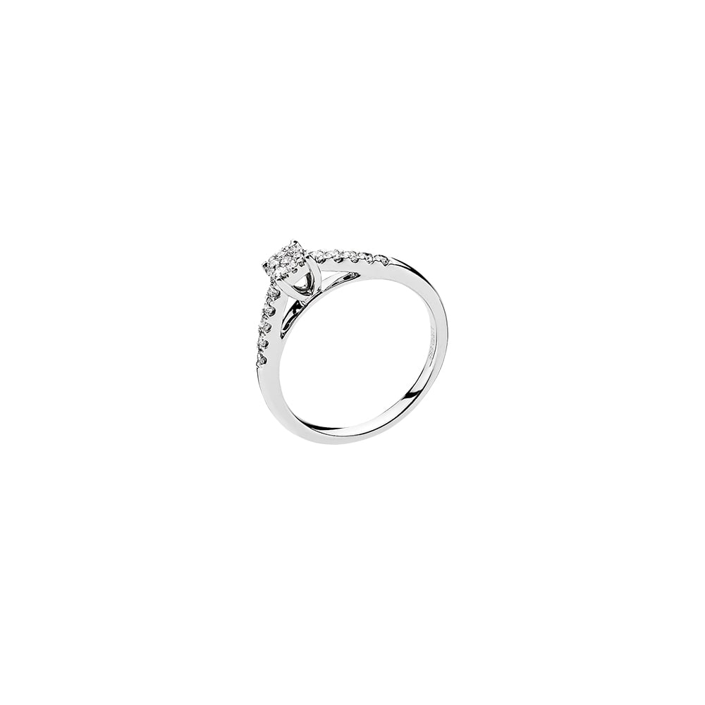 14 kt guldring, hvidguld, roset med diamanter 0,29ct W.SI
