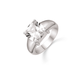 Sølv ring rhodineret firkantet cubic zirconia