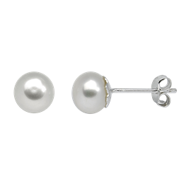 Sølv ørestikker med ferskvandsperle 7 mm
