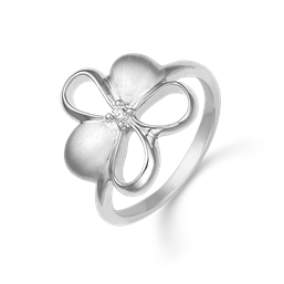 Sølv ring rhodineret blomst mat og blank