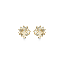 Sølvforgyldt ørestikker livets træ med syntetiske cubic zirconia.