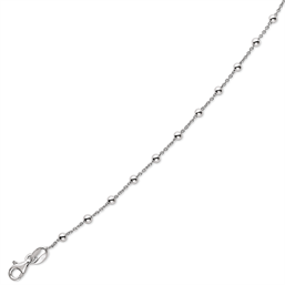 Sølv armbånd rhodineret kugler.Længde 17+4 cm.