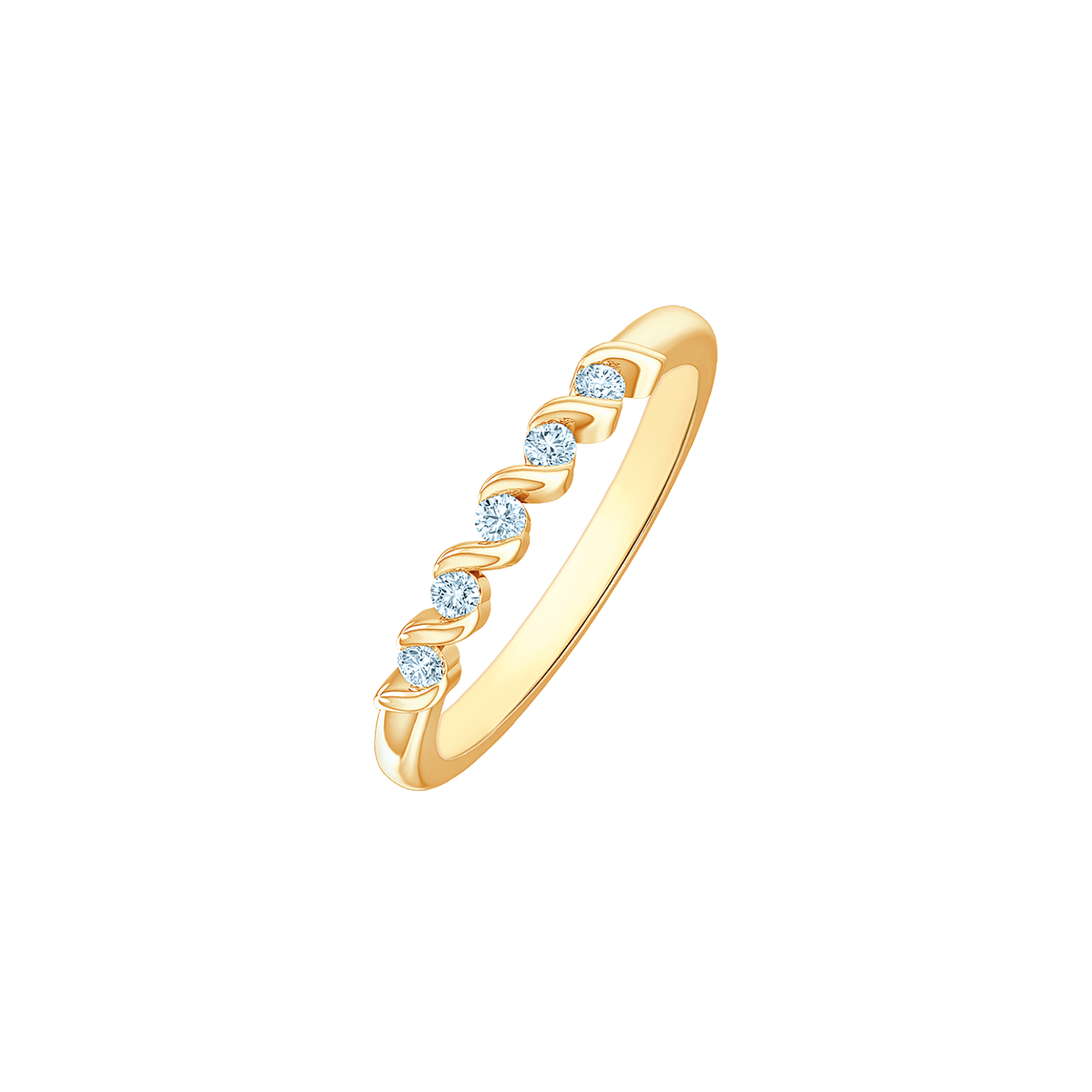 14 kt guldring med 5 diamanter