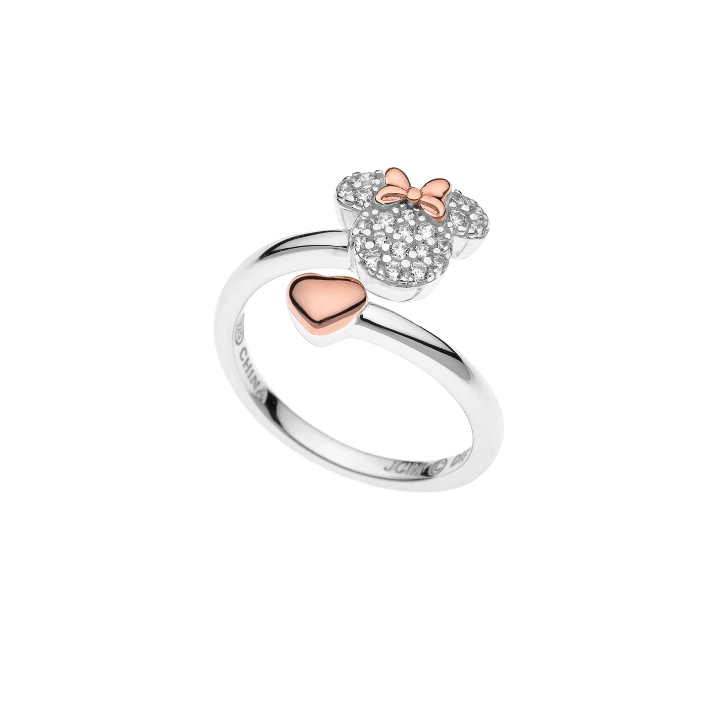 Sølv ring Minnie - rosa sløjfe - hjerte