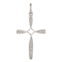 Sølv vedhæng rhodineret kors med cubic zirconia